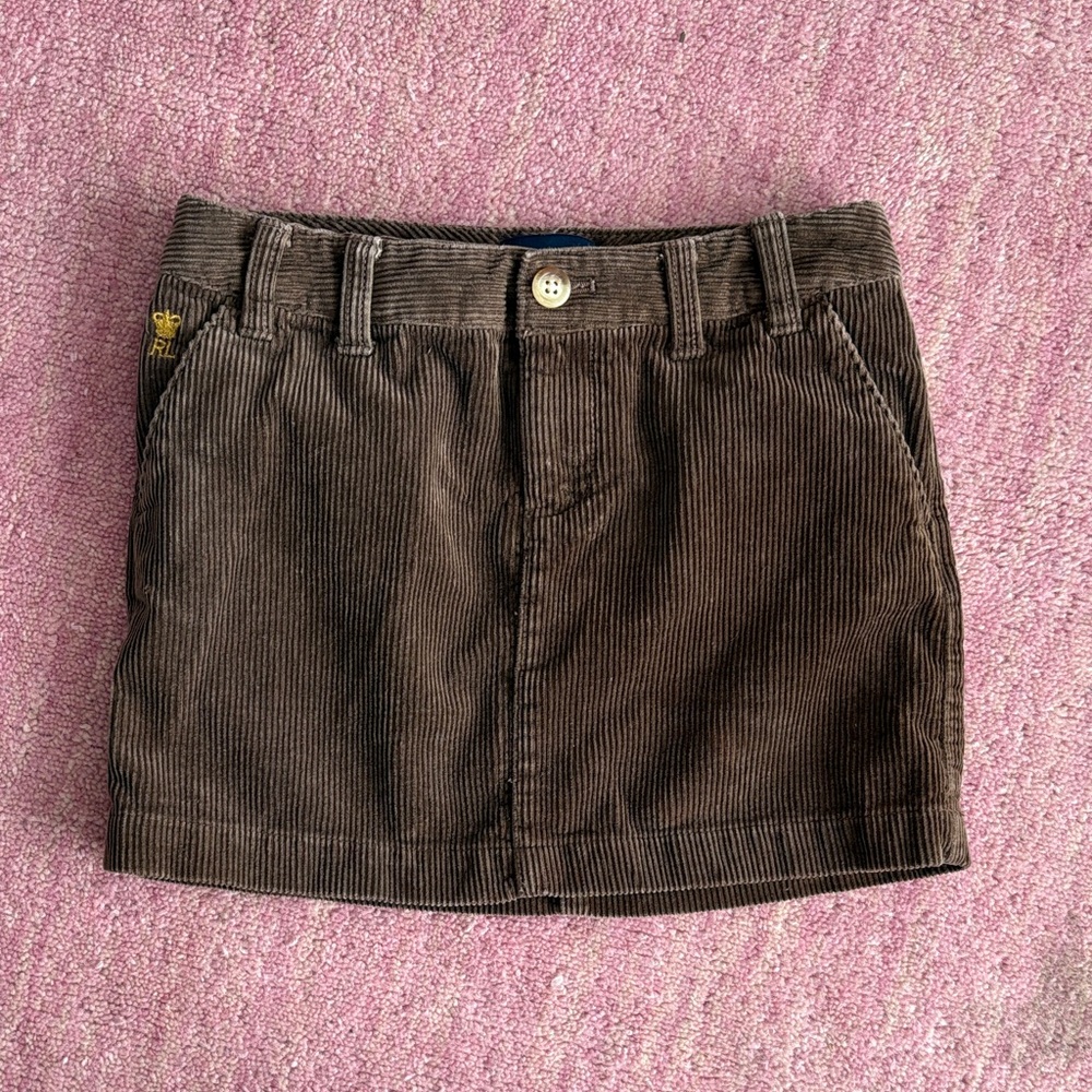 Ralph Lauren Girls Brown Corduroy Mini Skirt